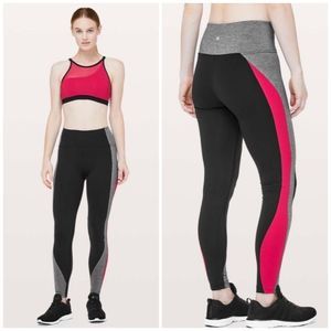 Lululemon Get Going Train Tight 28" Black Red Leggings Sz 4 LIKE NEW!